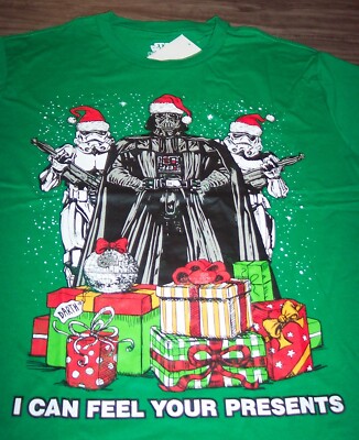 FUNNY STAR WARS Feel Your Presents DARTH VADER CHRISTMAS T-Shirt MENS 2XL NEW
