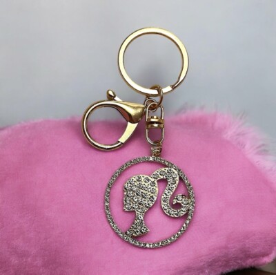 Barbie White Rhinestone Round Gold Tone Keychain/Bag Charm | eBay