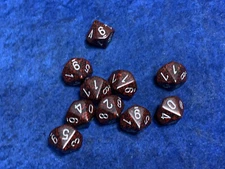 10D10 Dice Ten 10-Sided Speckled & Elemental Silver RPG Tabletop Gaming Set CCG