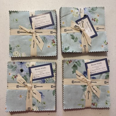 4 Charm Packs Bloom Wildly By Heather Lee Chan For Clothworks SQ0337 Floral