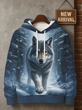 3D Wolf Hoodie Winter Snow Forest Graphic Pullover Sweatshirt Unisex New Arrival