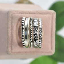 Set Of 6 Sterling Silvers, Pure Silver Rings, Assorted Pattern Rings, All Size