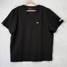 FIGS Shirt Mens 2XL Black Chisec V Neck Technical Scrub Top Three Pocket Dandy