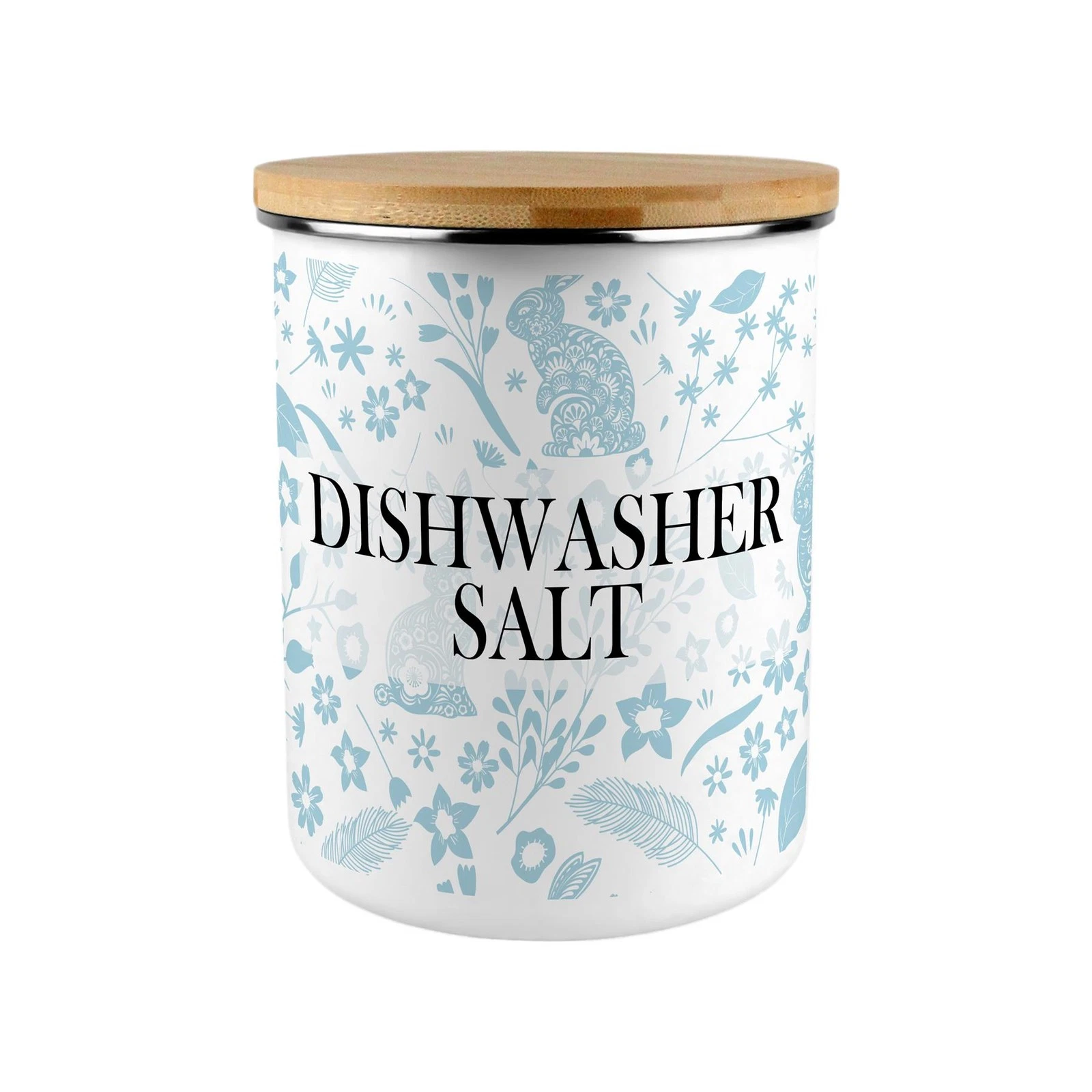 Blue Rabbits Dishwasher Salt Storage Canister - XL Enamel Container Home Gift