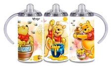 Handmade-12oz Stainless Steel Dual Lid Sippy Cup-Winnie the Pooh-Toddler-Gift