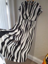 PRETTY BLACK & WHITE STRIPE LONG MAXI SHIRT DRESS PLUS SIZE 2XL 20