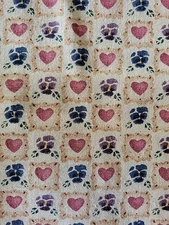3.5 Yds Daisy Kingdom Fabric Pansy Swag Patch 1997 USA Vintage Hearts Flowers