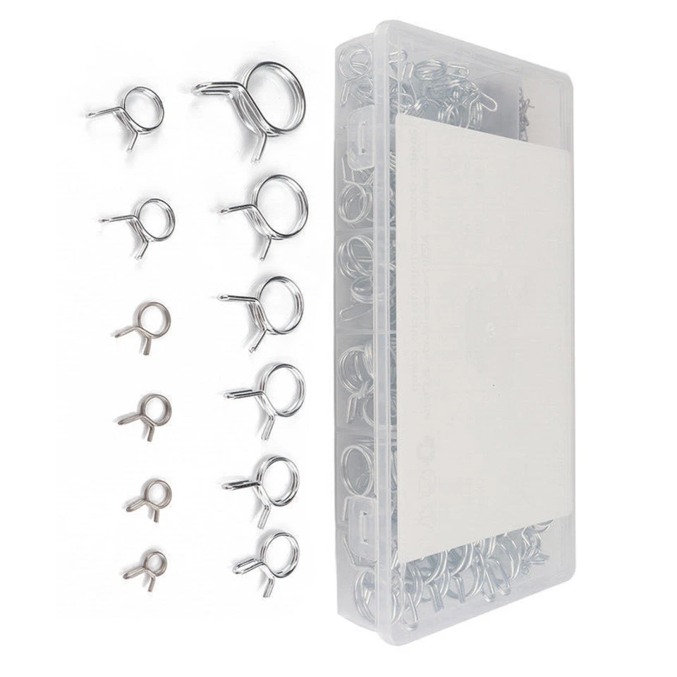 285PCS 5-18mm Stainless Double Wire Fuel Line Hose Tube Clamp Spring Clips M - Image 4 of 4