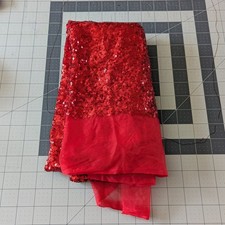 Red Shimmering Iridescent 3mm Sequins On Poly Mesh Woven Fabric See Listing