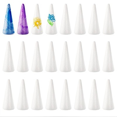 24 PCS White Polystyrene Foam Tree Cones 2.8x7 Inch Christmas Model DIY