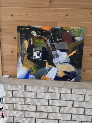 #ad #ad 16quot; X 20quot; mid century modern style hard edge ABSTRACT Acrylic Painting $169.00