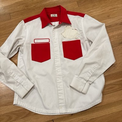 Acne Studios Men s Western Button Up Long Sleeve Red And White Shirt