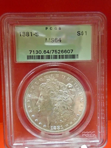 1881-S United States Morgan Silver Dollar $1 PCGS MS 64 Classic Old Holder