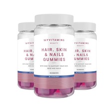 Image of MyVitamins Hair Skin Nails Beauty Supplement Zinc Blueberry Pack 3 x 60 Gummies