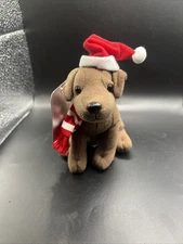 1998 Stuffins Chocolate Labrador Retriever Plush Stuffed Dog Christmas Ornament