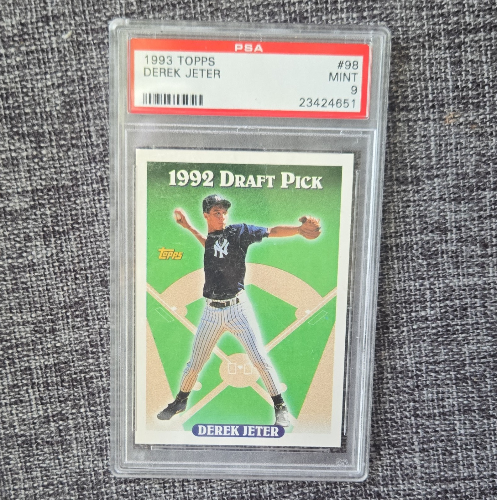 Topps 1993 Derek Jeter Rookie Draft Pick #98 Yankees PSA 9 Graded Card
