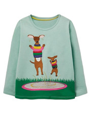 Mini Boden Boys Applique T-Shirt- Long Sleeve Front & Back Animal Green (Defect)