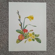 Primrose Daffodil Spring Flower Vintage Book Print Wall Art Decor
