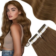 Moresoo Tape in Hair Extensions Chestnut Brown Human Hair Extensions Tape in 14