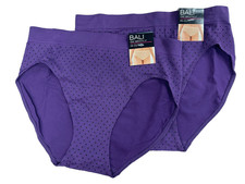 Bali womens 2-Pack Smooth U Hi-Cut Brief Underwear Size XL/8 Vista Dot Purple