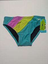 Speedo Eco Endurance Swim Brief Acid Lime Teal Pink Mens Size 34 NWT