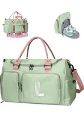 Initial Travel Duffel Bag, Green Letter L no Shoulder Strap