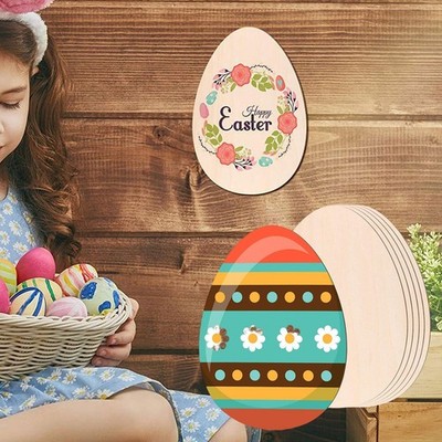 6 Stück Holz Osterei für Kinder bemalen Holzscheiben Basteln Holzstücke