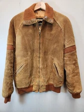 Vintage 60's 70's Sears The Leather Shop Brown Suede Leather Jacket Size 38 Reg