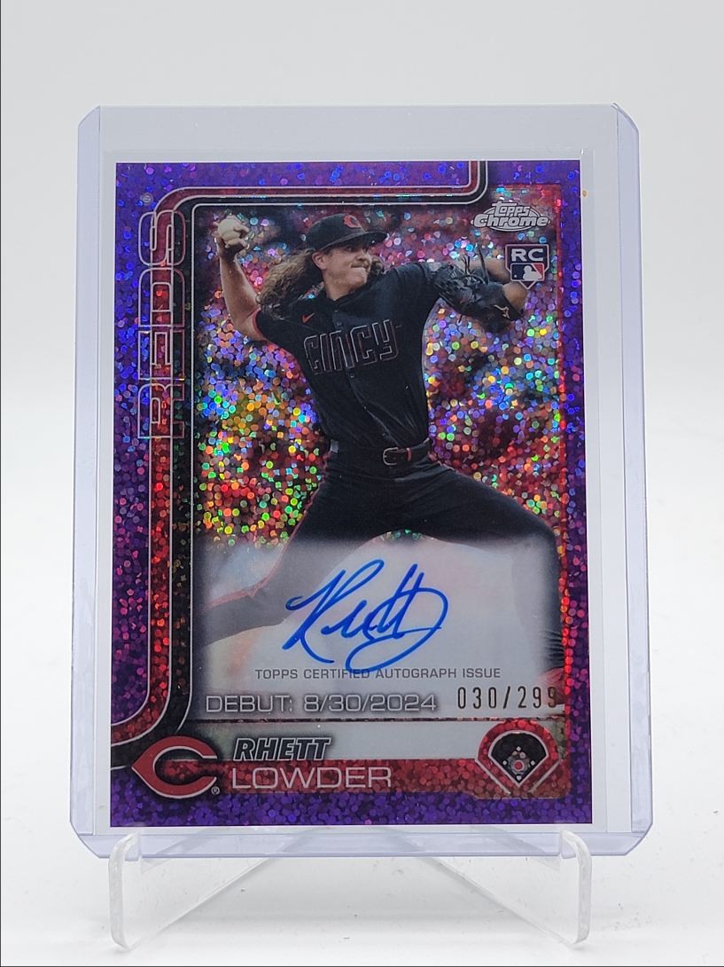 RHETT LOWDER 2025 TOPPS CHROME ROOKIE DEBUT PURPLE SPECKLE RC AUTO /299 Q6252