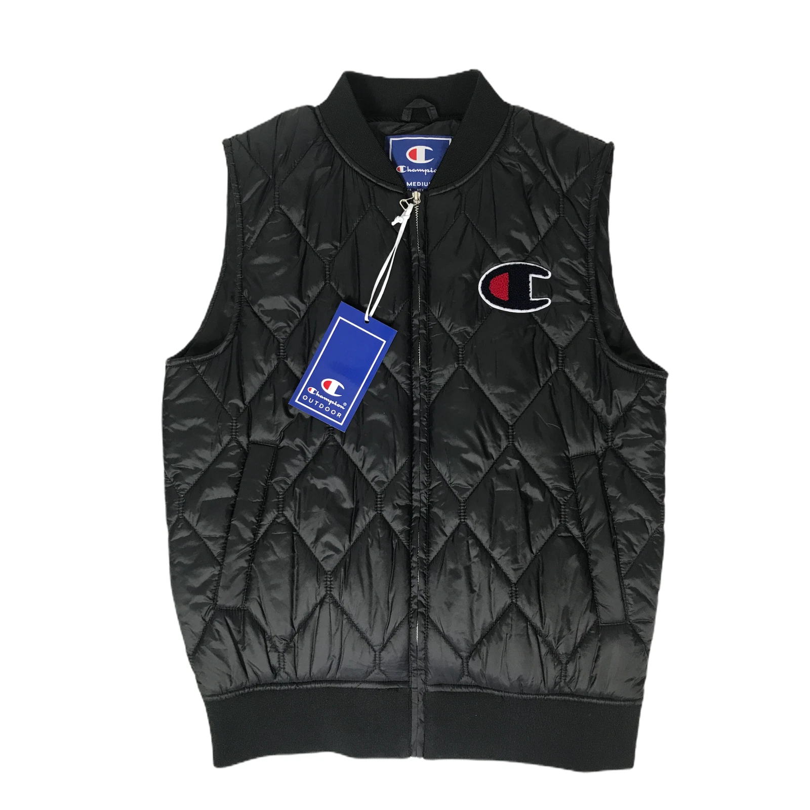 Champion Mens Quilted Bodywarmer Gilet Jacket Size Medium Black Padded Vest
