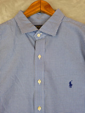Polo Ralph Lauren Shirt Mens Sz 18 Blue Gingham Check Button Up