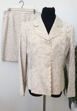 NWT Kasper Women's Gold Ivory Cotton Blend 2 Piece Skirt Suit Sz 14P MRSP 240.