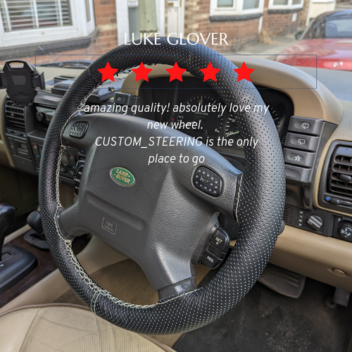 FOR LAND ROVER DISCOVERY 2 9804 BLACK PERFORATED LEATHER STEERING