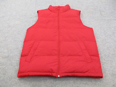 Lands End Vest Mens Extra Large Tall XLT Red Down Sleeveless Outdoor Puffer  Camp