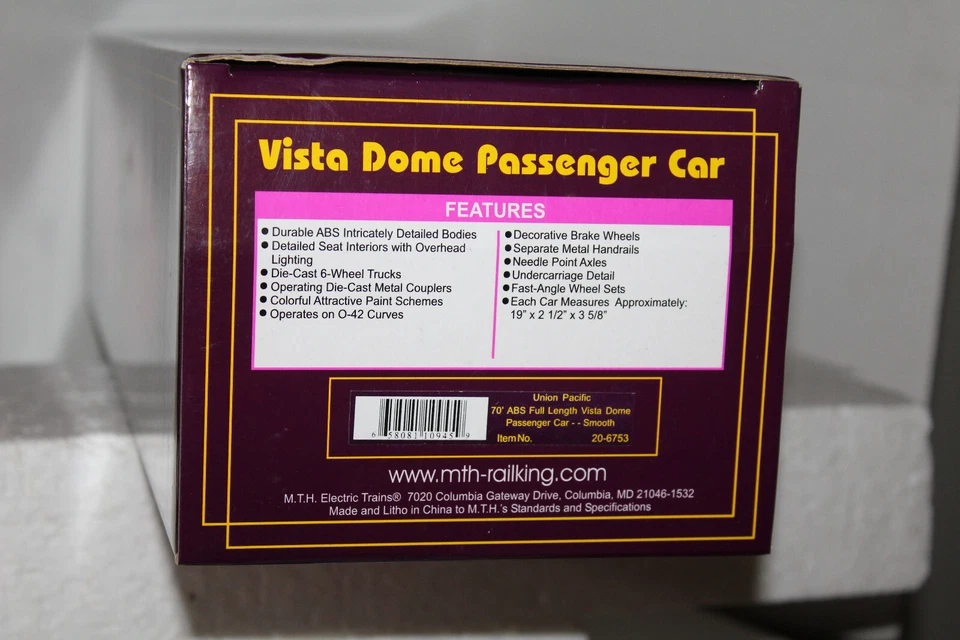 MTH #20-6753 UNION PACIFIC FULL LENGTH VISTA DOME SMOOTH - Image 2 of 2
