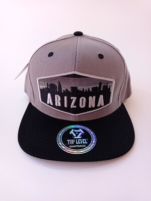 Top Level Hat Arizona Embroidered Phoenix City Snapback Cap Gray Black