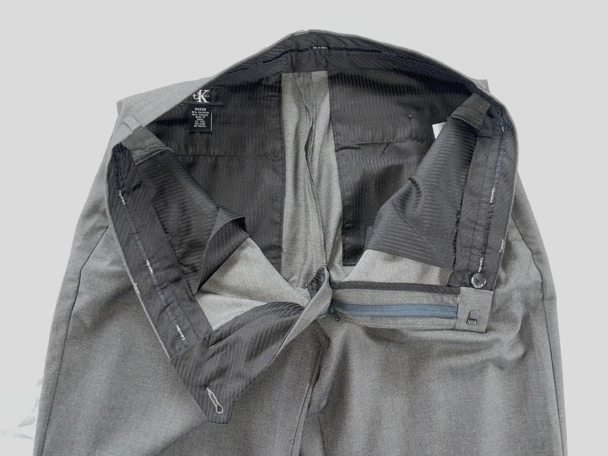Calvin Klein Flat Front Dress Pants, Slacks. Gray Nailhead Calvin Klein Flat Front Dress Pants, Slacks. Gray Nailhead
