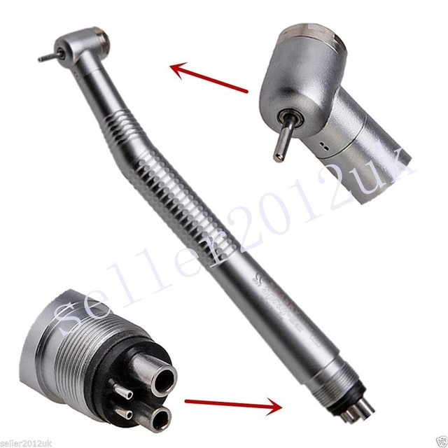 Pièce à Main Dentaire Haute Vitesse 4 Trous - Bouton Poussoir, Pour Turbine NSK, Bleue, Neuve