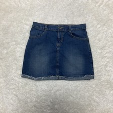 Crazy 8 Girls Size 14 Denim Blue Jean Skirt Raw Cuffed Hem