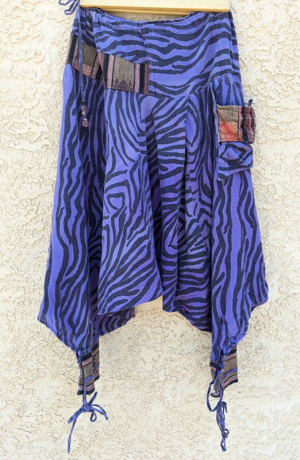 Vintage Purple Harem Pants Zebra Stripe Ethnic 90… - image 1