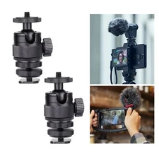 2Pcs Mini Ball Head Camera Tripod Head Adapter Tripod Stand Ballhead Mount