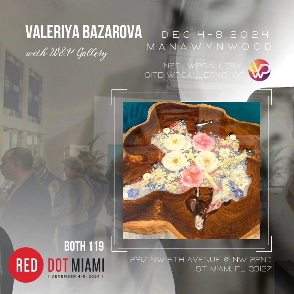 Wooden Epoxy Resin Table Teakwood With Natural Dried Flowers - Image 4 of 4