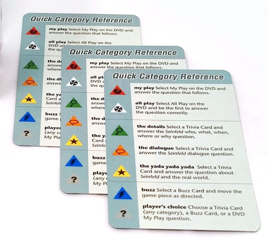 Seinfeld Scene It? DVD Game Replacement Set of Trivia Cards & 3 Reference Cards - Image 2 of 3