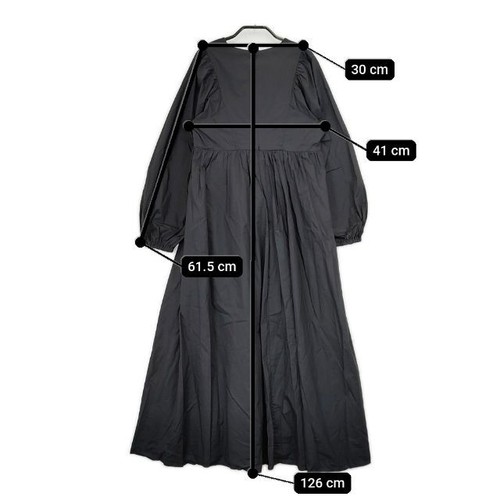 oblekt V-neck Gathered Cotton dress black 5-0604M∞ - Picture 6 of 6