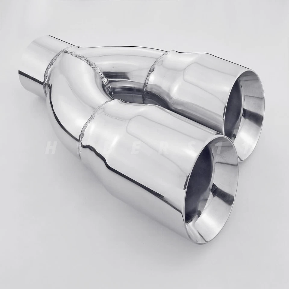 3" inlet QUAD 4" Staggered Out Dual Wall Exhaust Tips for Ford Mustang GT 5.0 V8 - Image 4 of 4