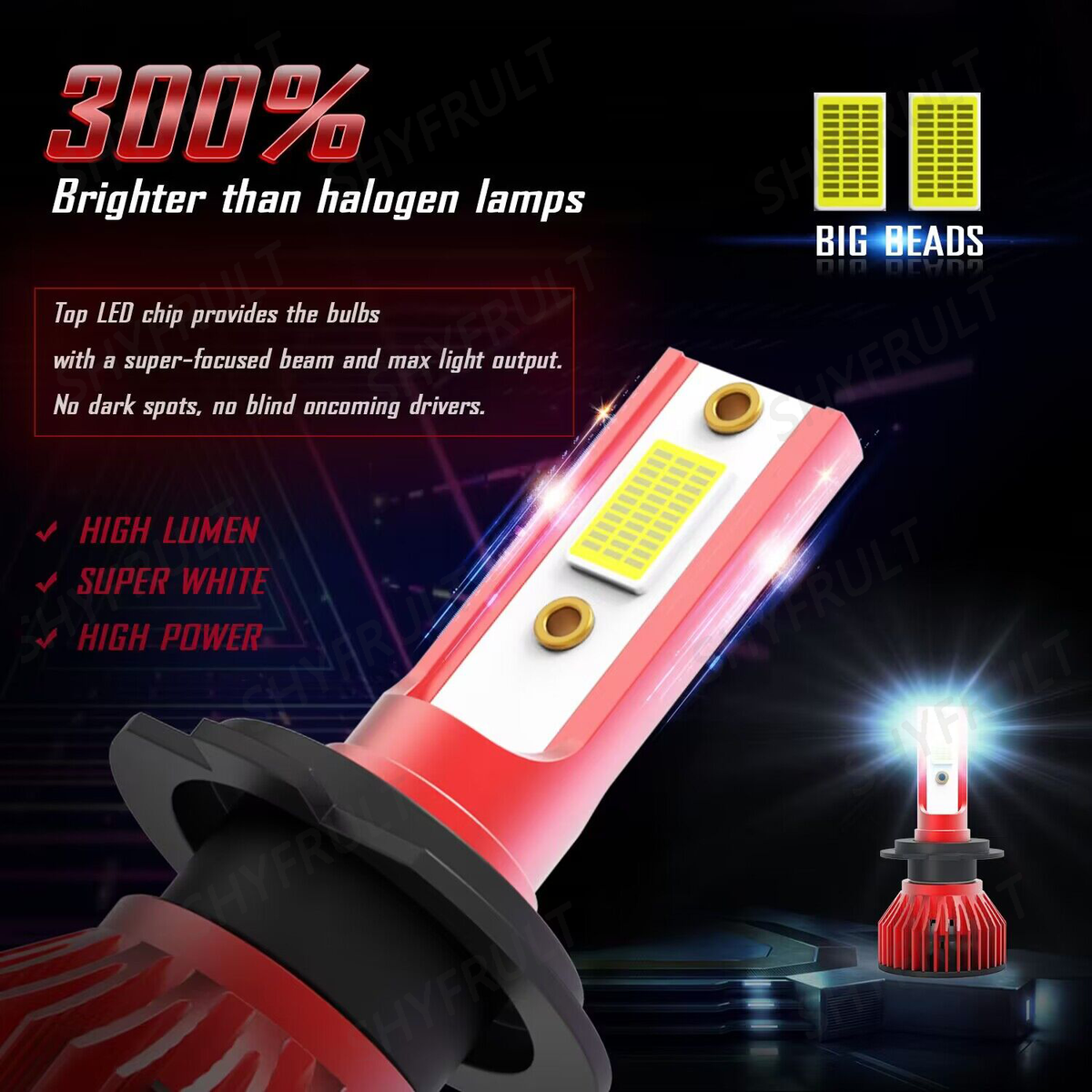 4X H7 LED Headlight Bulbs High Low Beam 6000K For RAM 4X H7 LED Headlight Bulbs High Low Beam 6000K For RAM