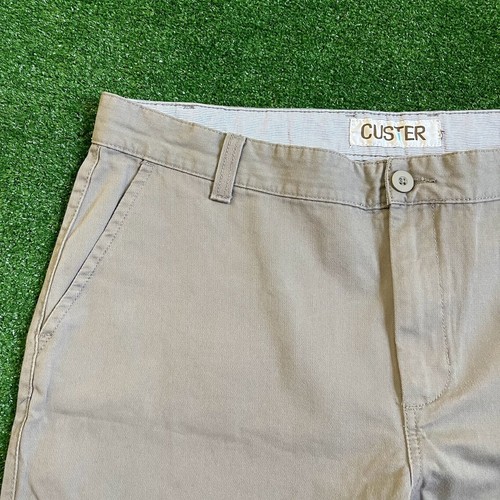 Custer Men's Flat Front Straight Leg Oxford Gray Chino Khaki Pants Size 40 - Picture 5 of 9