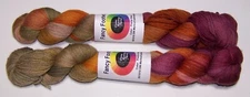 Two 2oz skeins of Done Roving FANCY FOOTWORK merino/cashmere yarn PRAIRIE VIEW