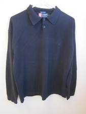 Mens Sz L Chaps By Ralph Lauren Black Sweater Polo Cotton Shirt Long Sleeve