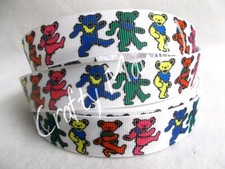Dancing Bears 1" Grosgrain Ribbon YOUR CHOICE 5 or 10 Yards Grateful Dead Music